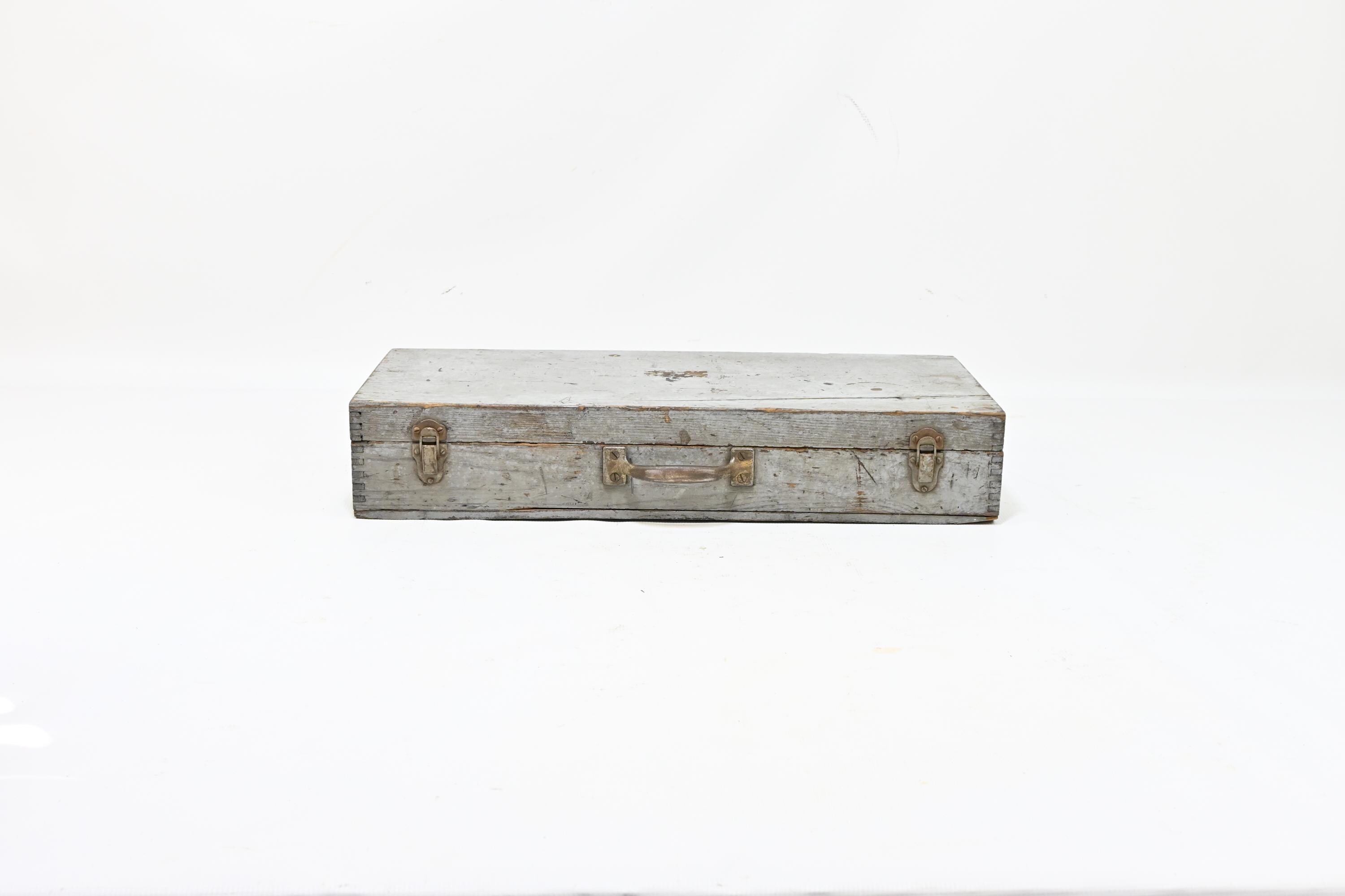Vintage Gray Wood Stanley Tools Wooden Tool Box Tool Chest