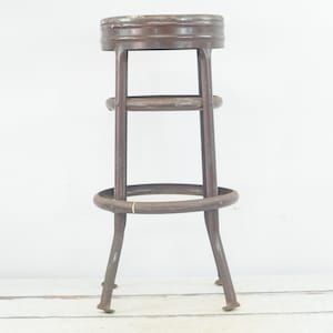 Vintage MidCentury Steel Bar Stool Kitchen Stool Brown Stool Soda Fountain Style Stool