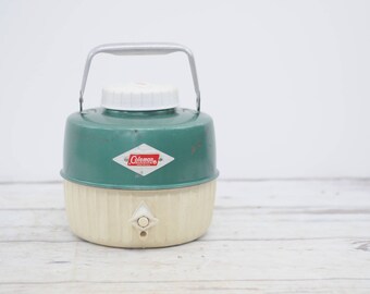 Vintage Green Snowlite Diamond Coleman 1 Gallon Water Picnic Jug Cooler 1949