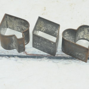 Antique Tin Primitive Heart, Diamond and Spade Cookie Cutter Playing Cards Primitive/Rustic Decor
