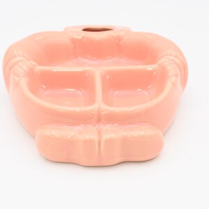Vintage 1940s Hankscraft  Pink Ceramic Clown #969 Sectioned Baby Food Warmer Dish