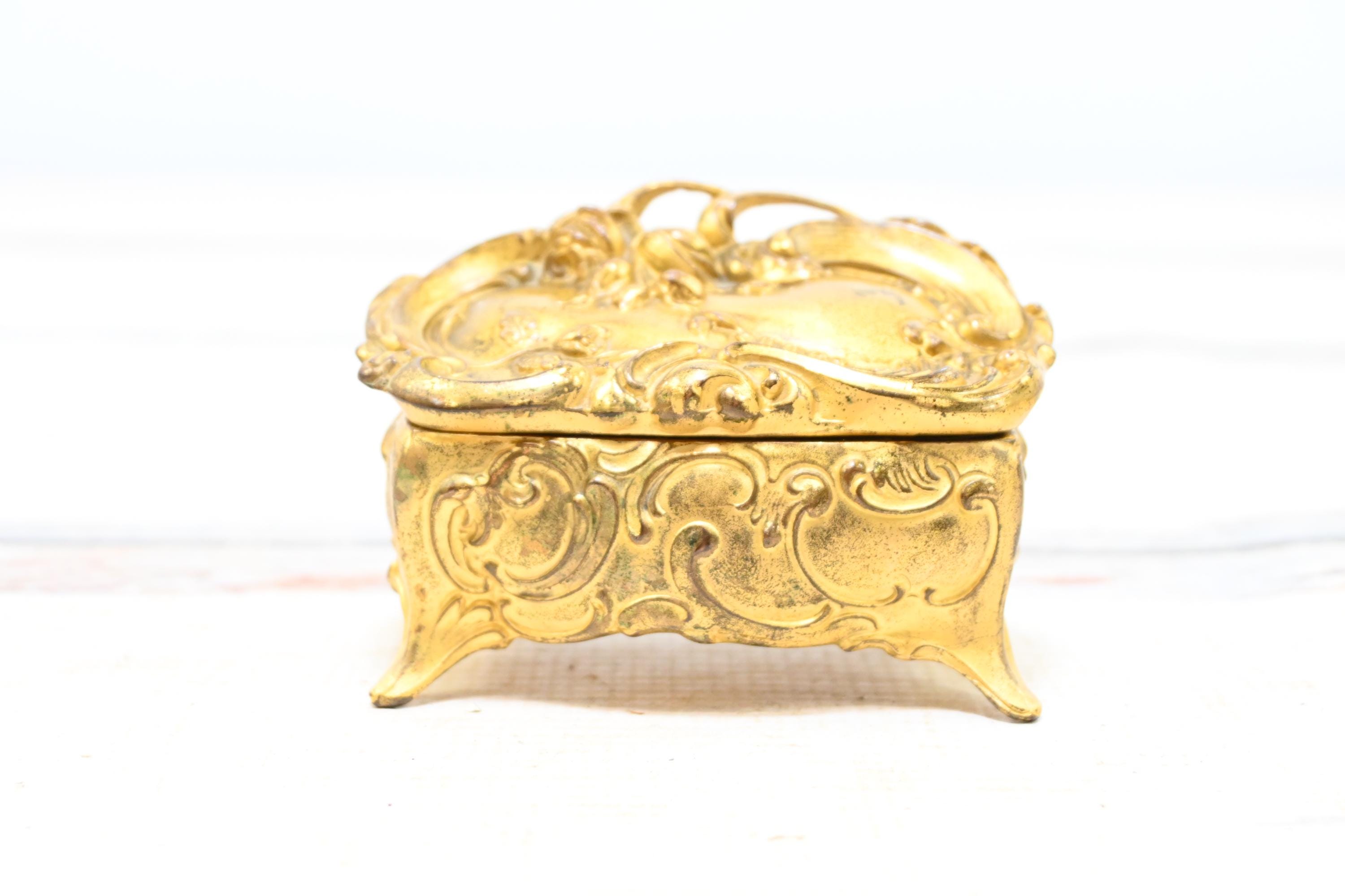 Antique/vintage Bronze Art Nouveau Jewelry/casket Box JB, Jennings
