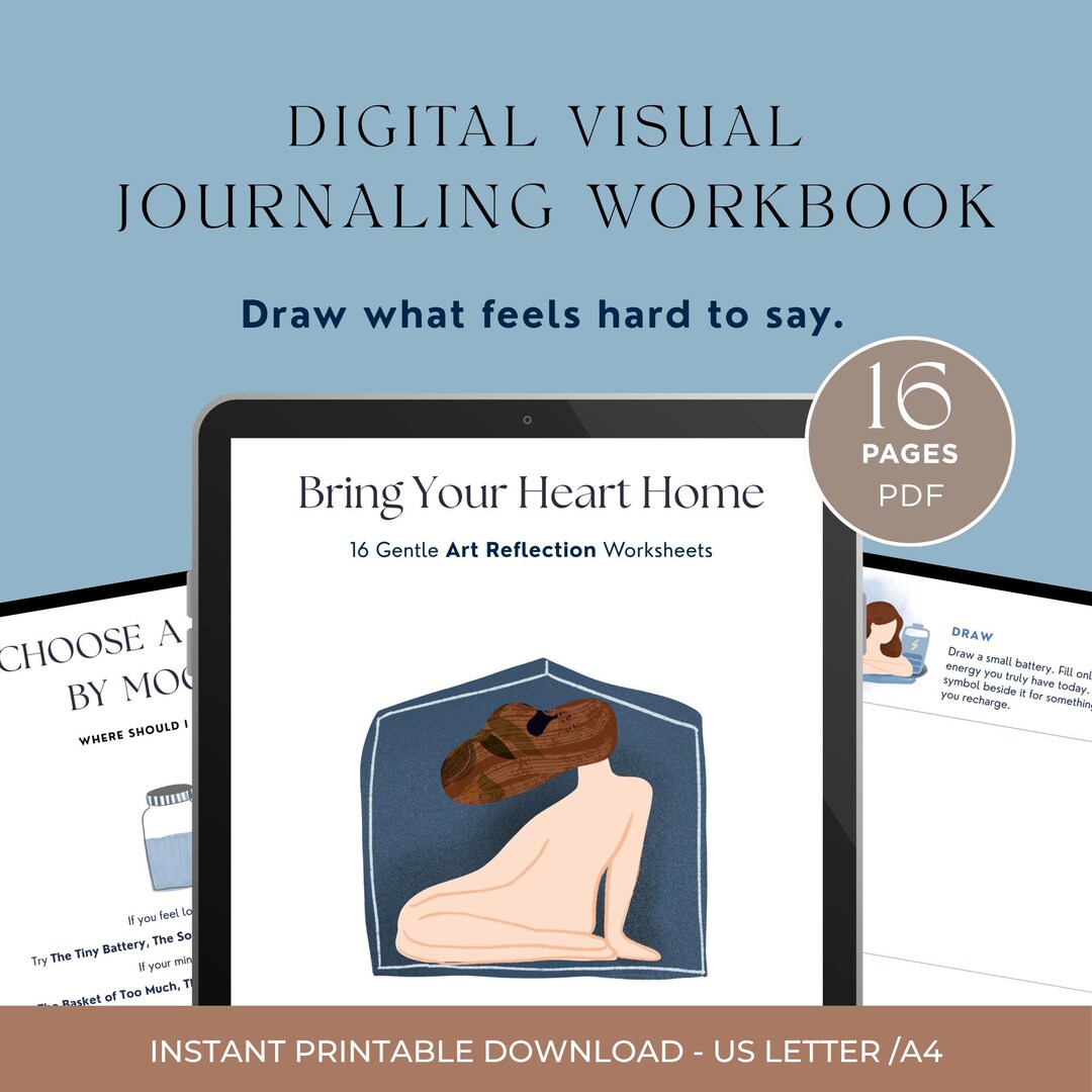 Visual Journaling Workbook Printable, Art Reflection Worksheets for ...