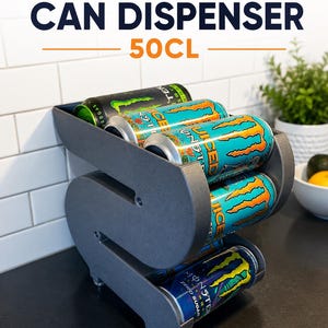 Archivo STL para dispensador de latas / Organizador de latas de refresco de 50 cl, estante para bebidas, soporte para latas de refrigerador / Archivos para impresión 3D