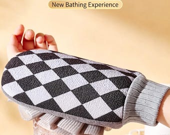 2-in-1 Exfoliating Bath Glove with Loofah, Double-Sided Shower Mitt for Deep Cleansing and Gentle Exfoliation