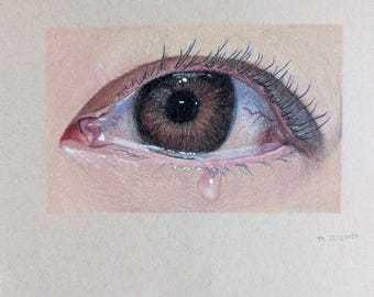 Tearful Eye Colored Pencil Art – Original Drawing (Digital Download)