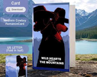 Cowboy Romance Card, Mountain Love Greeting, Western Adventure (Digital Download)