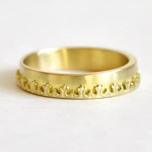 18k Gold Hochzeit Band-Hochzeit Band-Unisex Ehering-dick Ehering - 18k Gold Band - komplizierte Ehering-exotischen Herrenring
