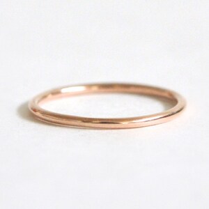 14k Rose Gold Ring- Women&#39;s Wedding Band- Thin Ring- 14k Rose Gold Wedding Band- Round Wedding Band- 1mm Wedding Band- Smooth Wedding Band