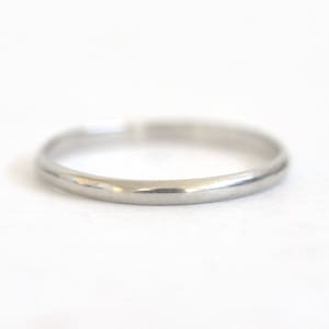 14k Gold Ring- Women&#39;s Wedding Band- White Gold Ring- 14k Gold Wedding Band- Half Round Wedding Band- Thin Wedding Band- Smooth Wedding Band