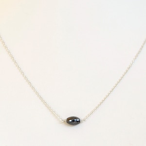 Diamante nero collana - Black Diamond ovale collana - Black Diamond Jewelry - Black Diamond e argento collana-anniversario regalo - Argentium