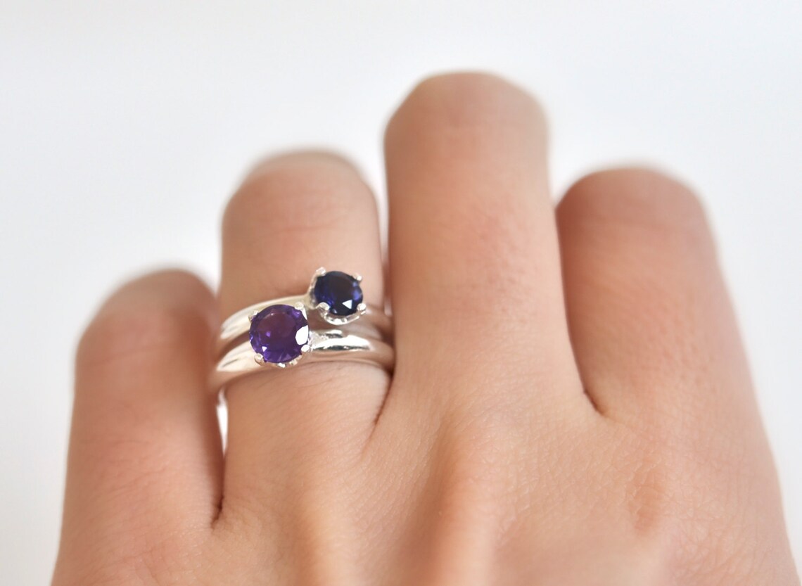 Stacking Rings Gemstone Stacking Rings Sterling Silver Etsy