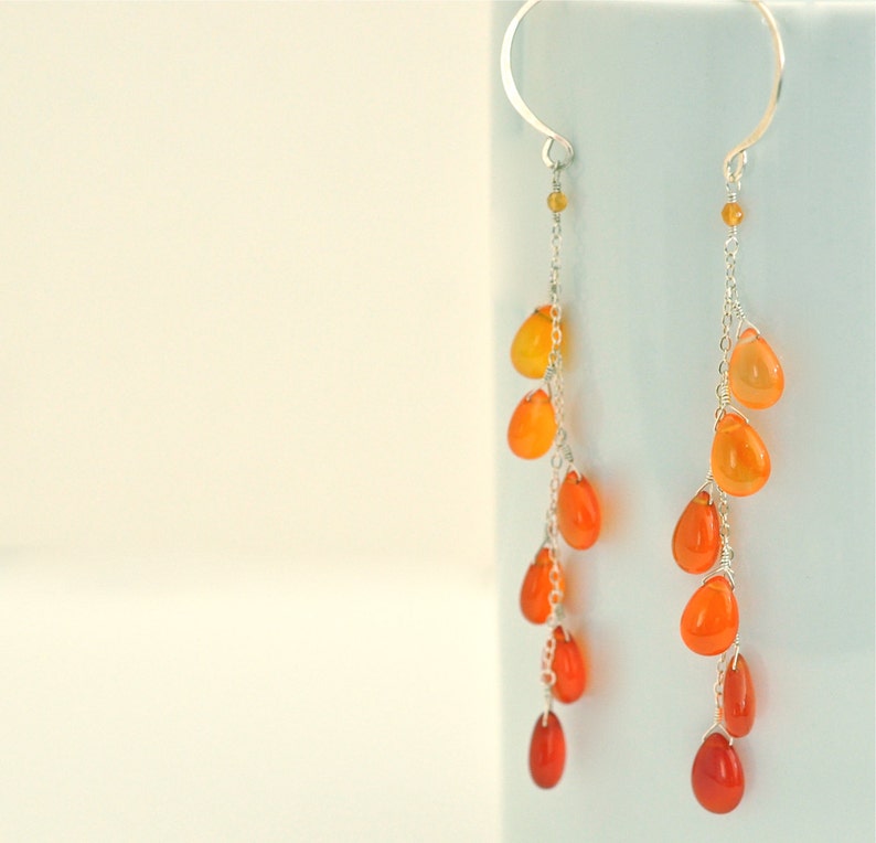 Carnelian Earrings Orange Chalcedony Earrings Women/'s Statement Jewelry Colorful Teardrops Gifts for Her Orange Gemstone Earrings