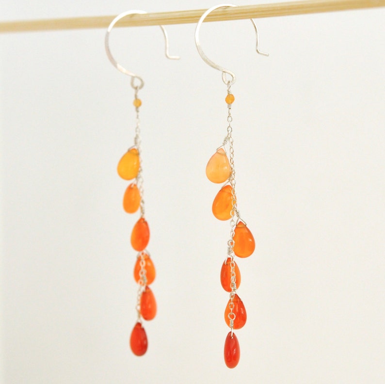 Carnelian Earrings Orange Chalcedony Earrings Women/'s Statement Jewelry Colorful Teardrops Gifts for Her Orange Gemstone Earrings