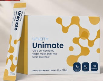 Unicity Unimate Lemon Ginger Yerba Mate Drink Mix (30 Stick Packs)