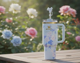 Stanley 40oz Floral Blue LoveShackFancy Tumbler – Brand New with Box & Straw