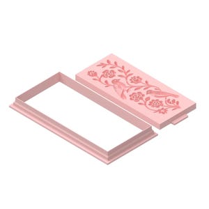 Rectangular Bird and Flower Cookie Cutter, Botanical Fondant Embosser, Nature Inspired Baking Mold
