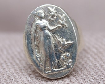 Bague d'amour de déesse grecque en argent sterling