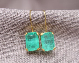Paraiba Tourmaline Drop Earrings Gold Plated Sterling Silver