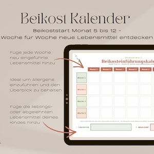 Beikost-Set zum Ausdrucken: Checkliste mit 103 Lebensmitteln, Wochenplan & Kalender mit Monat 5–12 I BLW + Babybrei Start Bild 2