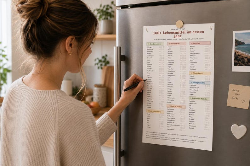 Beikost-Set zum Ausdrucken: Checkliste mit 103 Lebensmitteln, Wochenplan & Kalender mit Monat 5–12 I BLW + Babybrei Start Bild 7