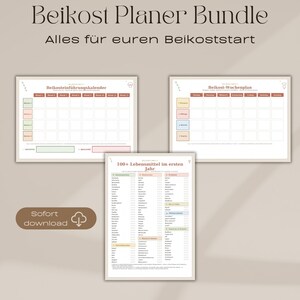 Beikost-Set zum Ausdrucken: Checkliste mit 103 Lebensmitteln, Wochenplan & Kalender mit Monat 5–12 I BLW + Babybrei Start Bild 1