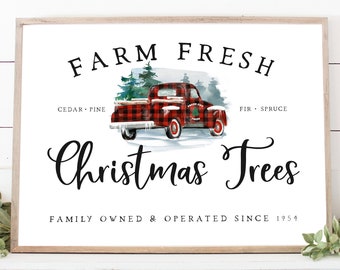 INSTANT DOWNLOAD Farm Fresh Christmas Trees - Christmas printables - Holiday decor - wall art - digital download - Buffalo plaid - print