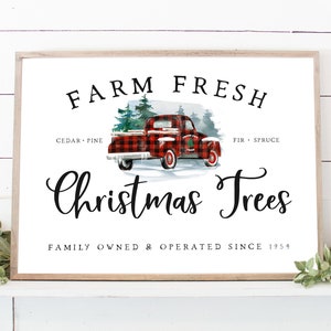 INSTANT DOWNLOAD Farm Fresh Christmas Trees - Christmas printables - Holiday decor - wall art - digital download - Buffalo plaid - print