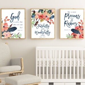 INSTANT DOWNLOAD - Set van 3 meisjes kamer wordt afgedrukt - kinderkamer inrichting - muur kunst - kwekerij quote - Boho floral kwekerij - religieuze prenten - set van 3