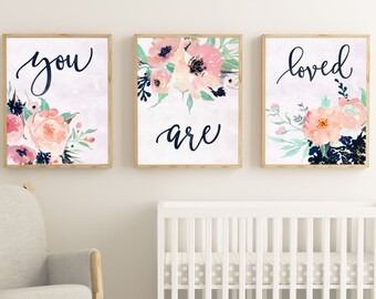 Nursery Wall Art Nursery PRINTABLE Art Baby Girl Nursery Decor Coral ...