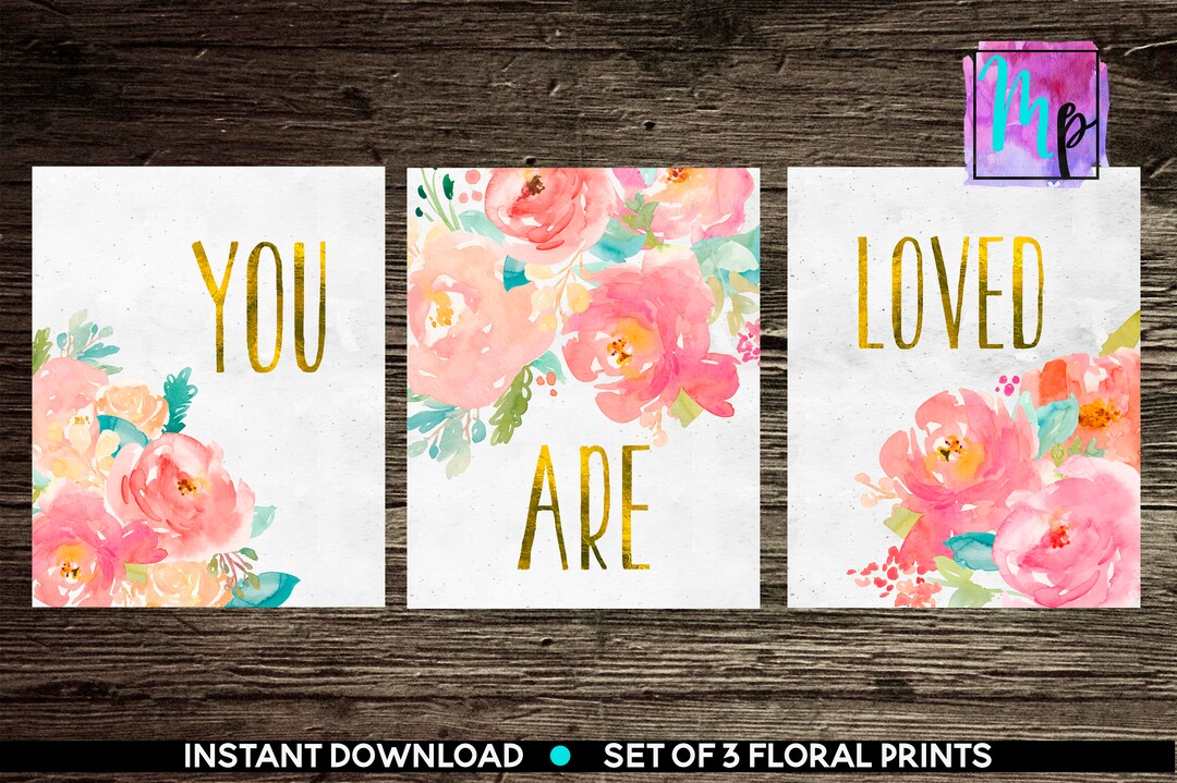 Nursery Wall Art Nursery PRINTABLE Art Baby Girl Nursery Decor Coral ...