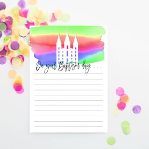 即時ダウンロード - 洗礼の印刷物 - LDS 洗礼の印刷物 - レインボー洗礼 - 洗礼の日のメッセージ - メッセージ カード - メモ カード - 印刷可能