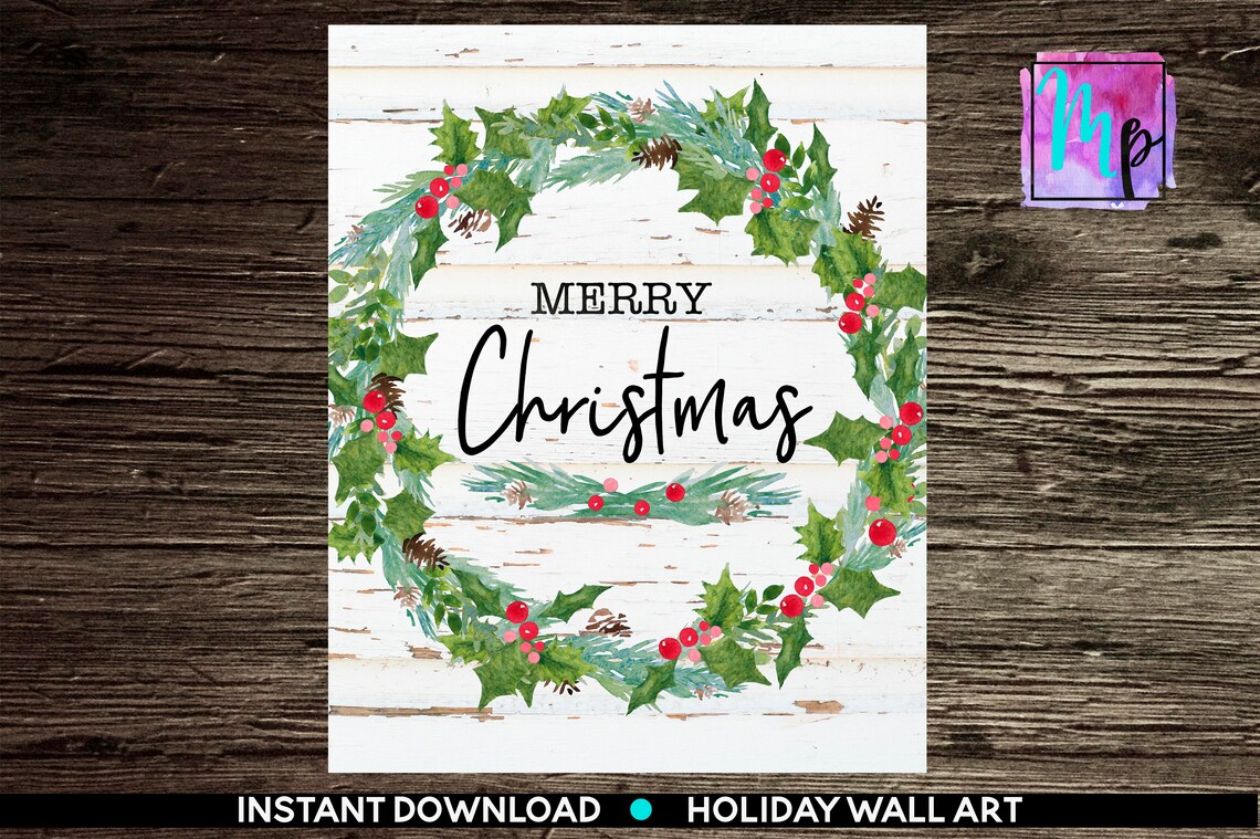 INSTANT DOWNLOAD Merry Christmas Holiday printable Farmhouse | Etsy