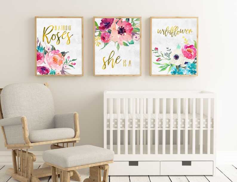 Nursery Wall Art Nursery PRINTABLE Art Baby Girl Nursery Decor Pink ...