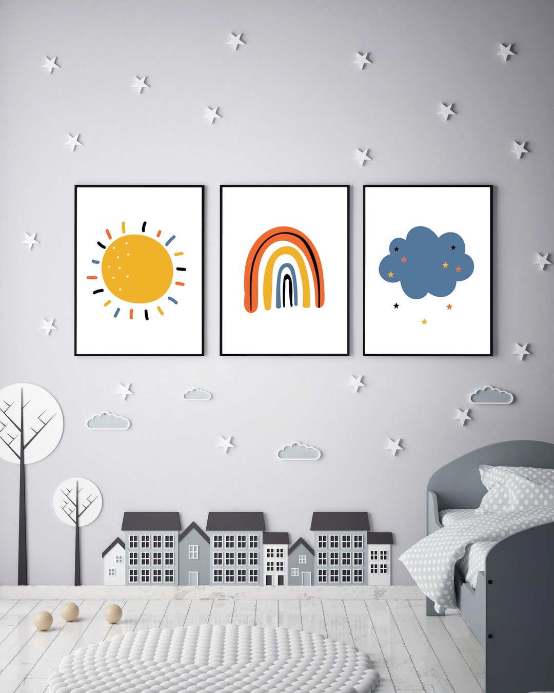 INSTANT DOWNLOAD Kids Nursery Decor, Rainbow Nursery Prints, Boho ...