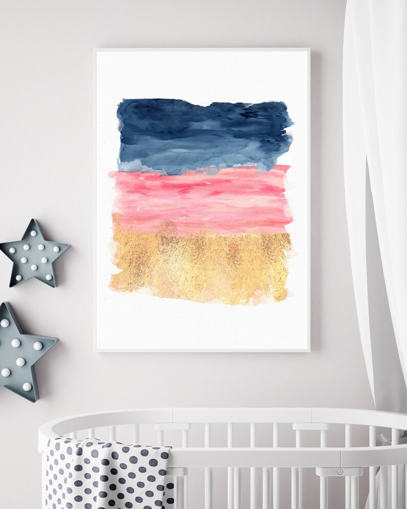 INSTANT DOWNLOAD Abstract Wall Art Navy Pink Gold Gallery Wall Etsy