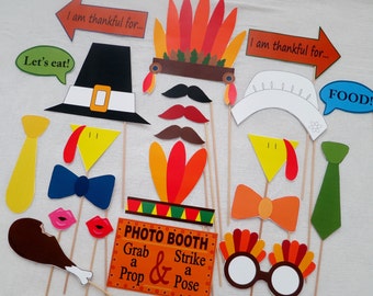 Thanksgiving Day Photo Booth Props - INSTANT DOWNLOAD