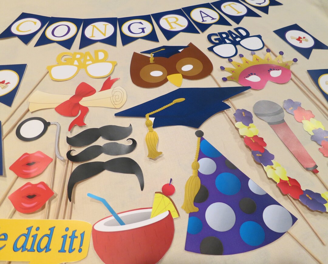 PDF - Graduation Photo Booth Props - Printable DIY - Etsy