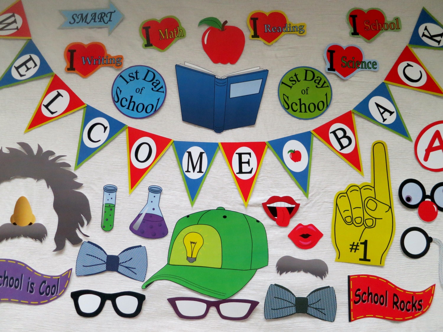 PDF - Back to School/1st Day of School Photo Booth Props - PRINTABLE ...