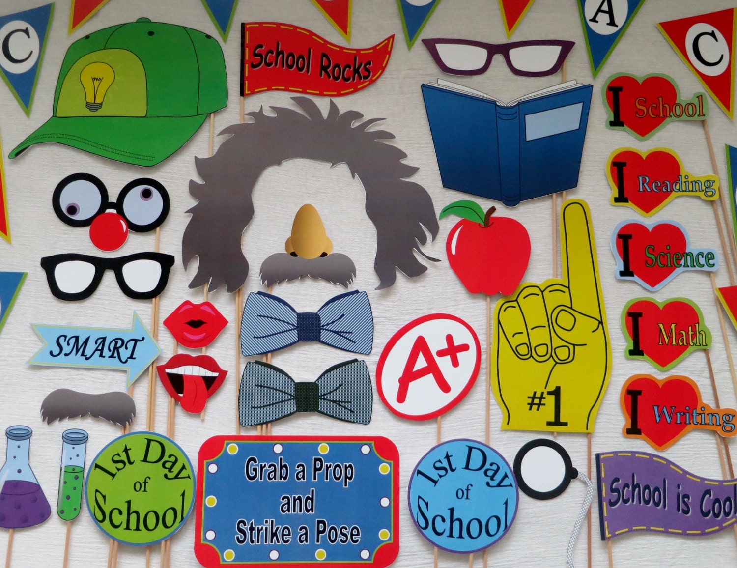PDF - Back to School/1st Day of School Photo Booth Props - PRINTABLE ...