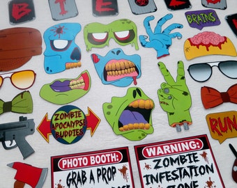 Zombie Apocalypse Photo Booth Props - INSTANT DOWNLOAD