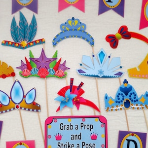 PDF - Princess Photo Booth Props for Birthday Party - Tiara / Crown ...