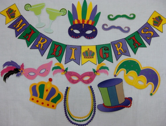 Pdf Mardi Gras Photo Booth Props Decorations Craft Etsy