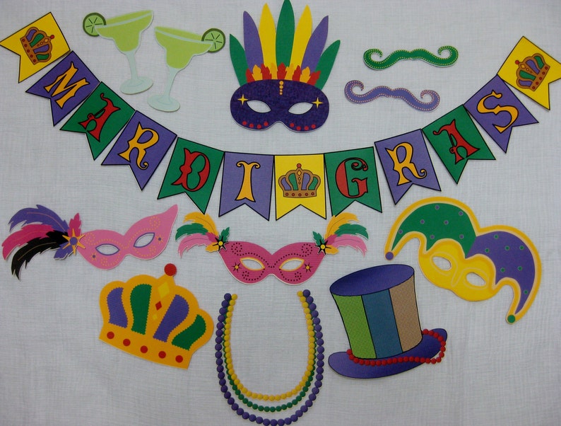 PDF Mardi Gras Photobooth Requisiten/Dekorationen/Bastelarbeiten printable DIY Bild 1