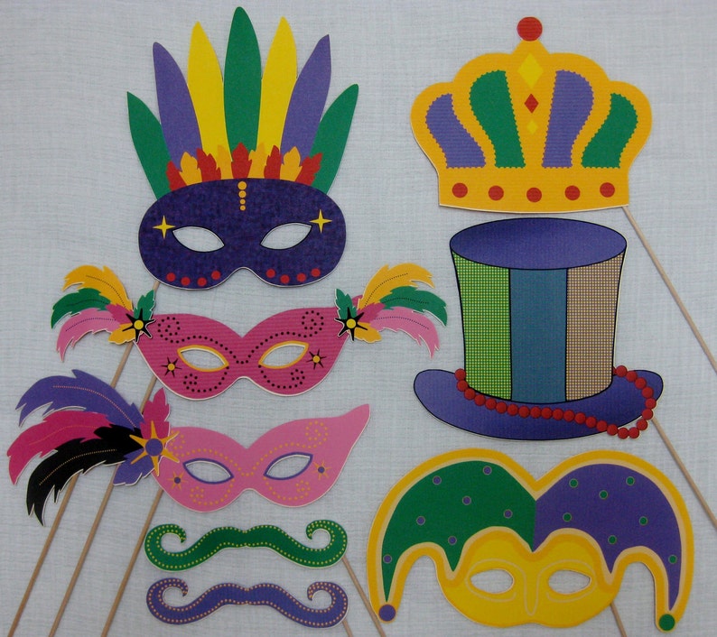 PDF Mardi Gras photo booth props/decorations/craft printable DIY image 2