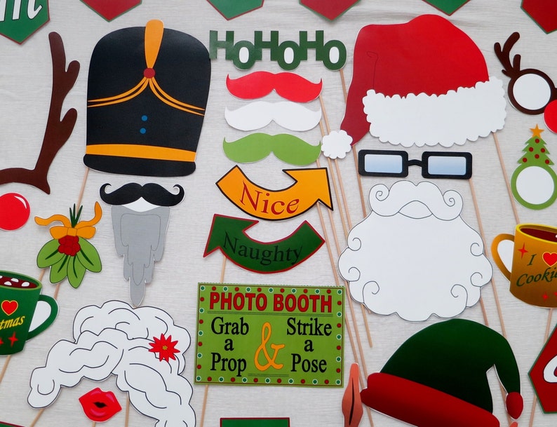 Christmas Photo Booth Props INSTANT DOWNLOAD image 1