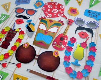 Hawaiian Luau Photo Booth Props - INSTANT DOWNLOAD