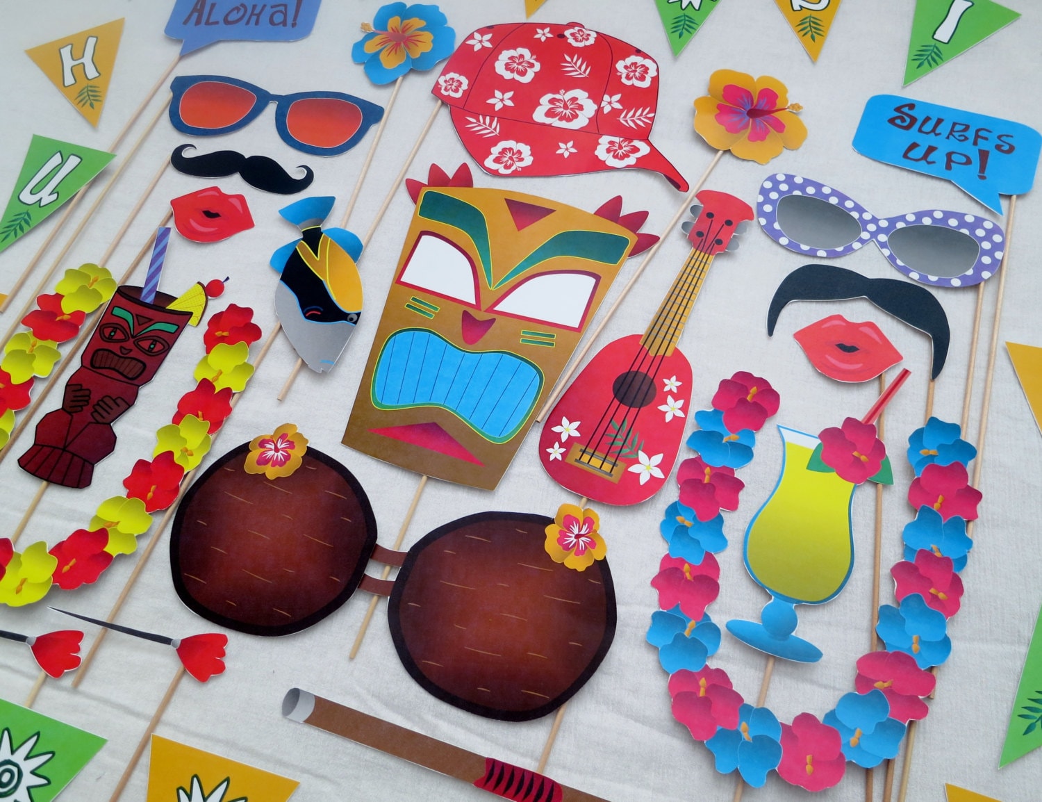 Hawaiian Luau Photo Booth Props INSTANT DOWNLOAD