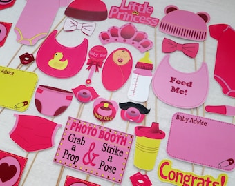 Girl Baby Shower Photo Booth Props - INSTANT DOWNLOAD