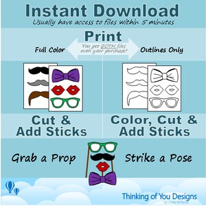 PDF Valentine's Day photo booth props/decorations/craft printable DIY image 5